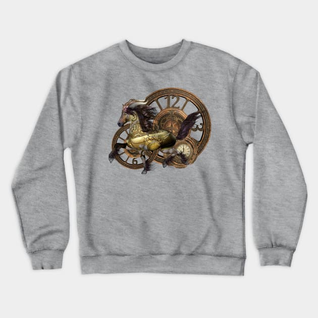 Unique Steampunk horse clocks and gears Crewneck Sweatshirt by Nicky2342